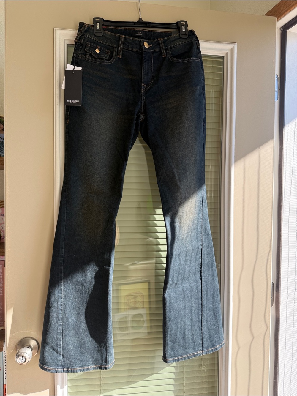 True Religion 29 Joey Mid Rise Flare Dark Blue Women's Flare Jeans